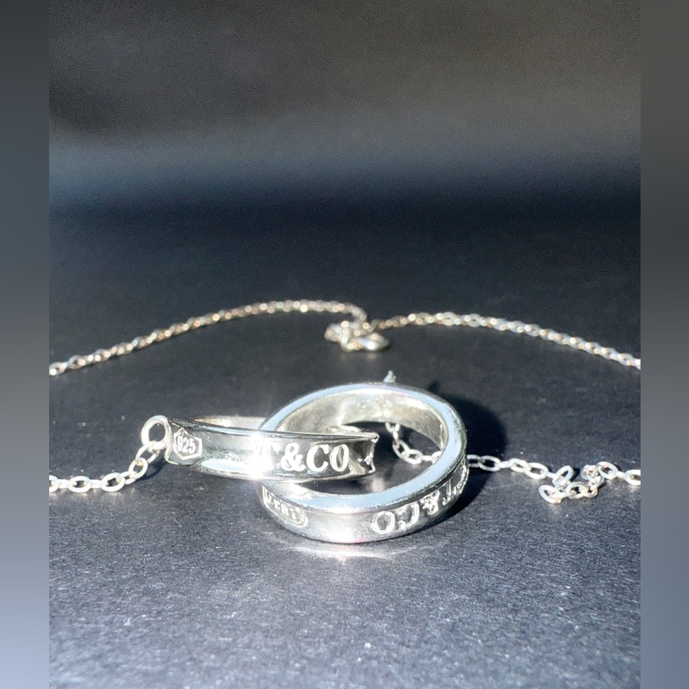 Tiffany & Company 1837 Interlocking rings stamped necklace Pendant 925 silver
